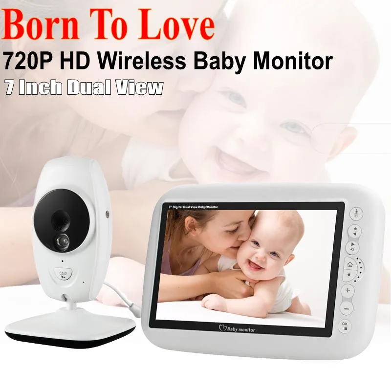 

IR Night Vision Intercom 4 Lullaby LCD Screen Nanny Video Baby Monitor,7 Inch Wireless Baby Monitor Camera Supports Screen Split
