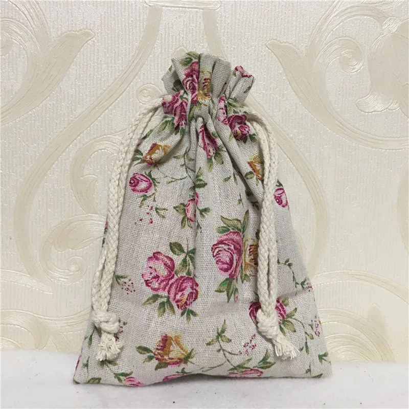 YILE 1pc Cotton Linen Drawstring Multi-purpose Organizer Party Gift Bag Rose Flower 81230 YILE 1pc Cotton Linen Drawstring Multi-purpose Organizer Party Gift Bag Rose Flower 81230