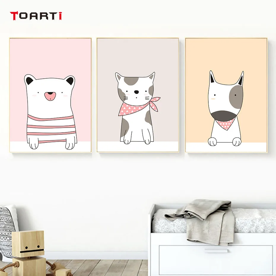Adorable Animals Upper Body Wall Art Colorful Cartoon Poster&Prints For Kids Room Nursery Wall Picture Decoration Christmas Gift (1)
