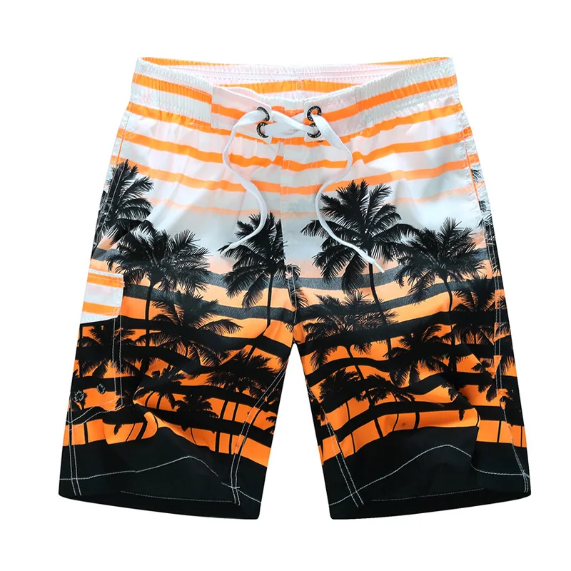Летние мужские повседневные шорты с принтом кокосовой пальмы, быстросохнущие шорты для серфинга, размер M-6XL, свободный купальник - Цвет: 1525Orange