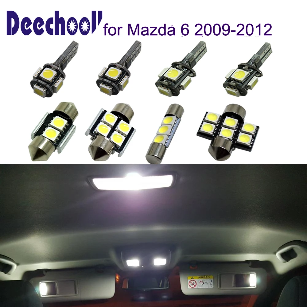 Автомобильные светодиодные лампы deechooll 10 шт. для Mazda 6 2009 2012 белый внутренсветильник свет 2010 2011