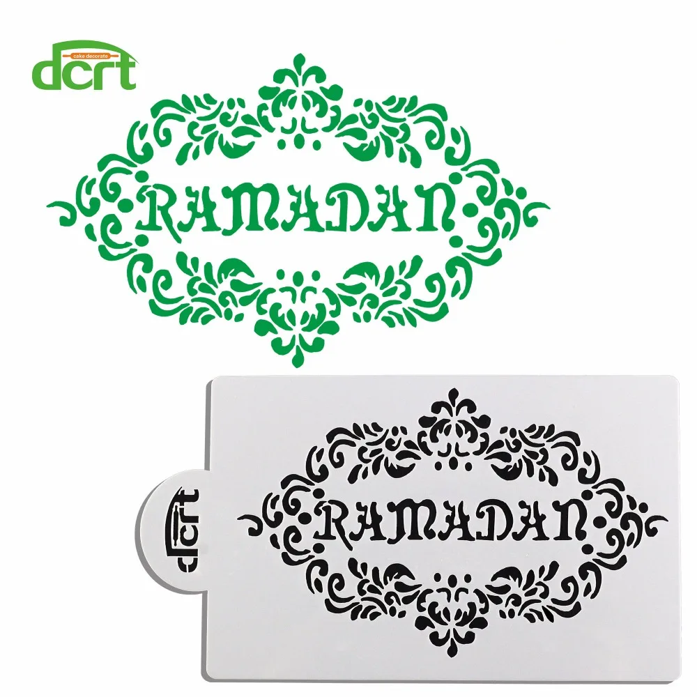 

Sturdy Plastic Design Ramadan Text Pattern Cake Stencil , Kitchen Accessories Molds for Baking Cake Top Decoration