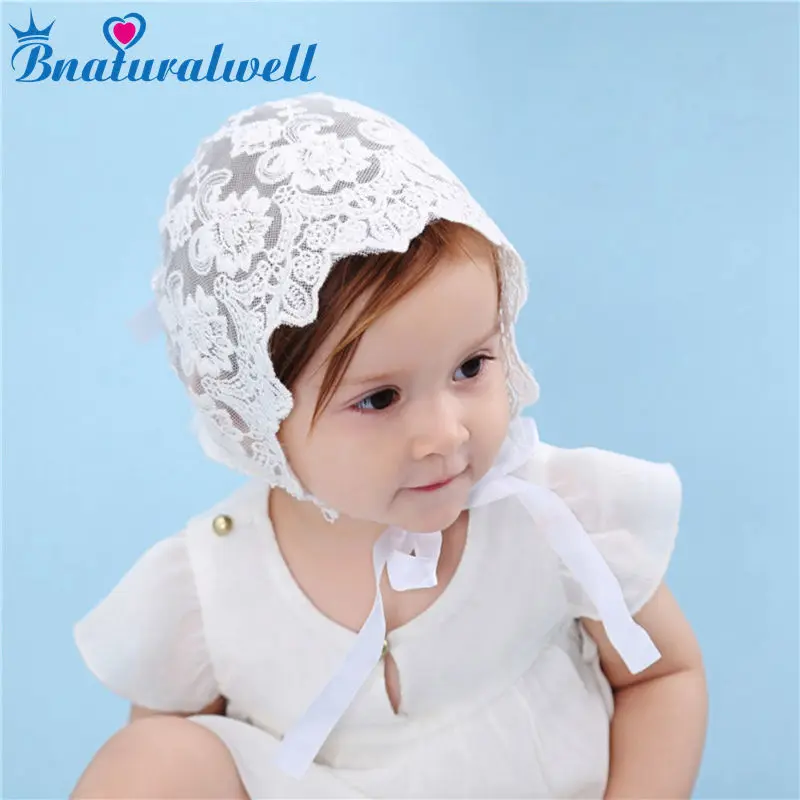 Bnaturalwell Baby Girls White lace Flowers decor sunhat Size 3 9