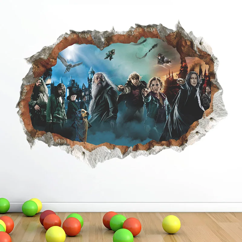 Гарри Поттер 3D отверстие в стене плакат Хогвартс Наклейки на стену Волшебный мир