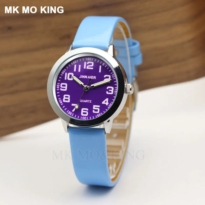 Горячие фиолетовые детские часы классический цифровой циферблат мальчик кварцевые часы красная кожа сестра девочка подарок на день