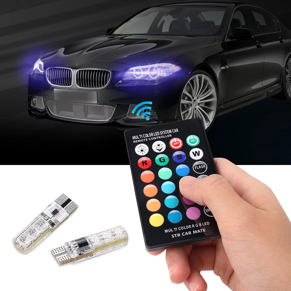 2 шт. 5050 6SMD RGB светодиодный T10 W5W 168 Авто Автомобильный клиновидный боковой
