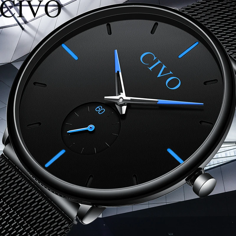 

2019 CIVO New Top Brand Luxury Men Watch Waterproof Quartz Wristwatches Simple Casual Ultra Thin Watches Men Clock Reloj Hombre