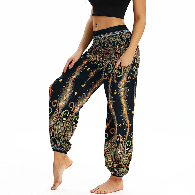 Women Yoga Pants Fitness Trouser Pocket Sport Bottom India Style 3D
