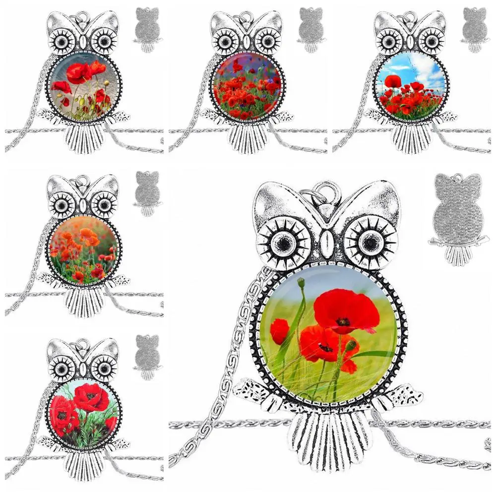 EJ Glaze For Women Gift Glass Cabochon Choker Pendant Owl Necklace