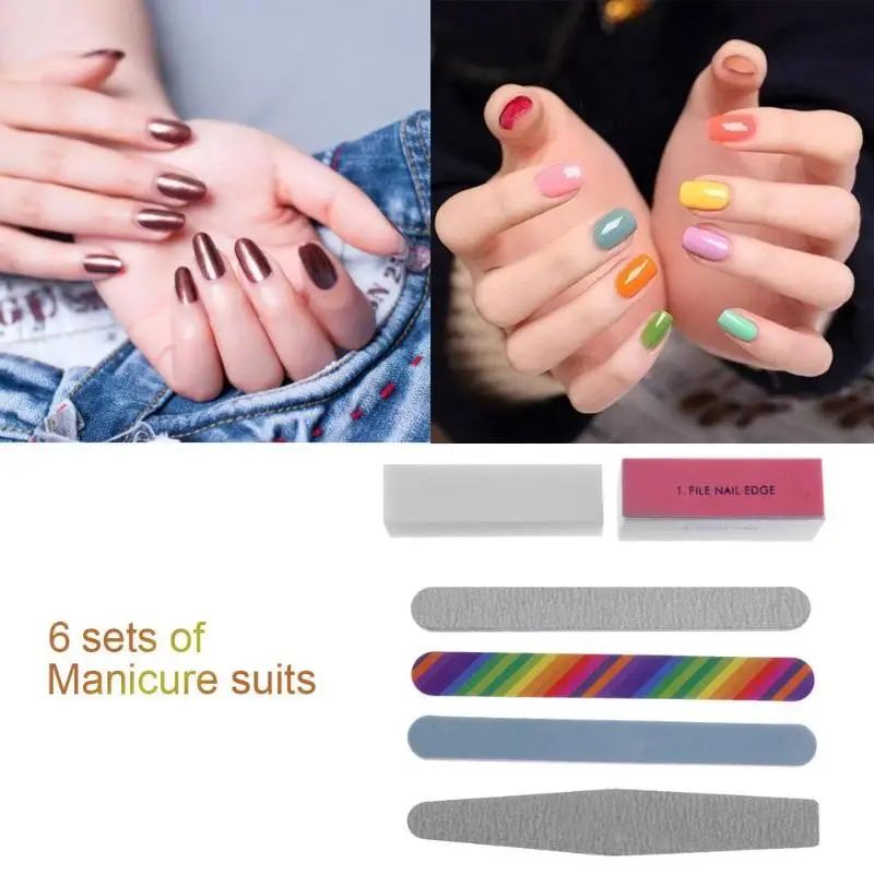 6 шт./компл. пилочки для ногтей кисть прочный полировка грубый песчаник Fing инструмент для дизайна ногтей Маникюр Педикюр Шлифовальная Пилка УФ Гель-лак Инструменты