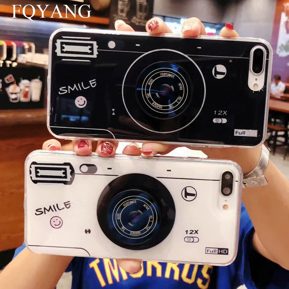 

FQYANG 3D Vintage Camera Phone Case for IPhone X XS Max Case IPhone8 7 6 6S Plus Silicone Back Cover Grip Expanding Phone Holder