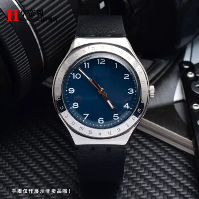 Подходит для часов swatch кожаный ремешок серии SYXS116 мужской и женский браслет с
