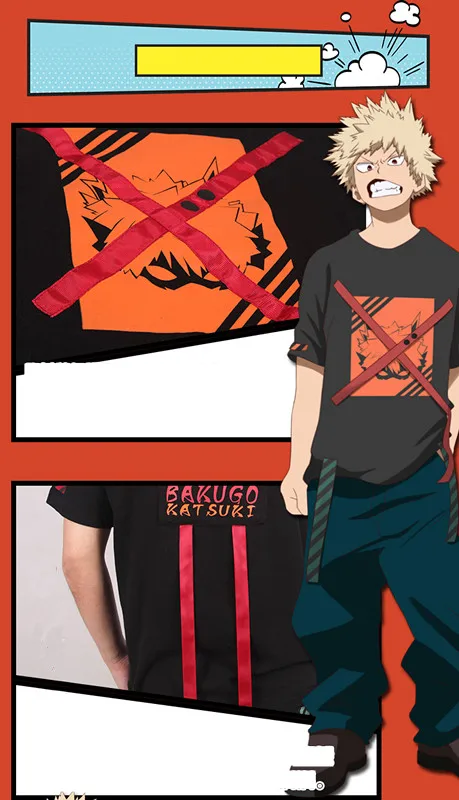 Аниме мой герой Академии Bakugou Katsuki Boku без герой Костюмы для косплея Для женщин Для мужчин летняя хлопковая футболка и штаны, костюм