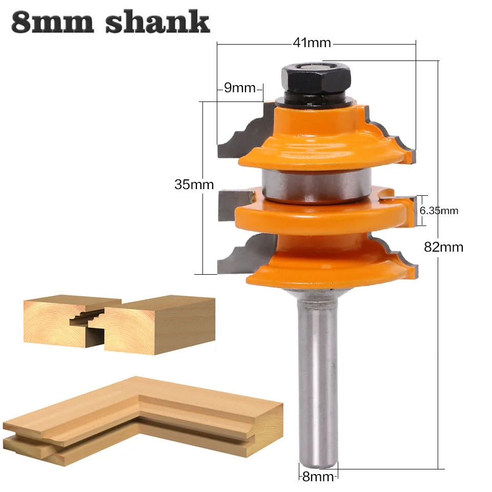 1 шт. 8 мм хвостовик рельсы и Stile древесины маршрутизатор бит Ogee штабелированные деревообрабатывающие фрезы фрезерные режущие инструменты