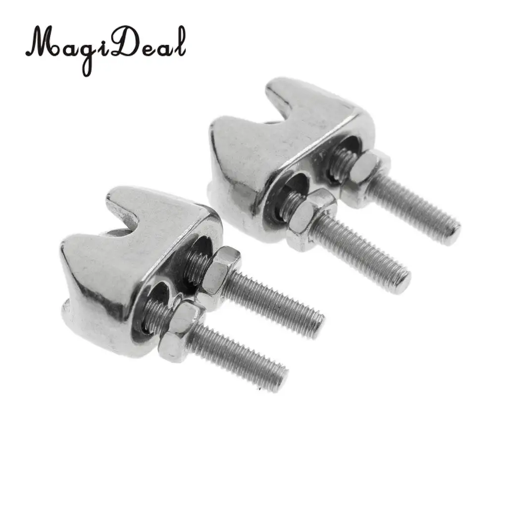 MagiDeal 2 Pieces M2 1/16 Inch Stainless Steel Wire Rope Cable Clip Clamp 2mm Wire Rope U Bolt Saddle Fastener