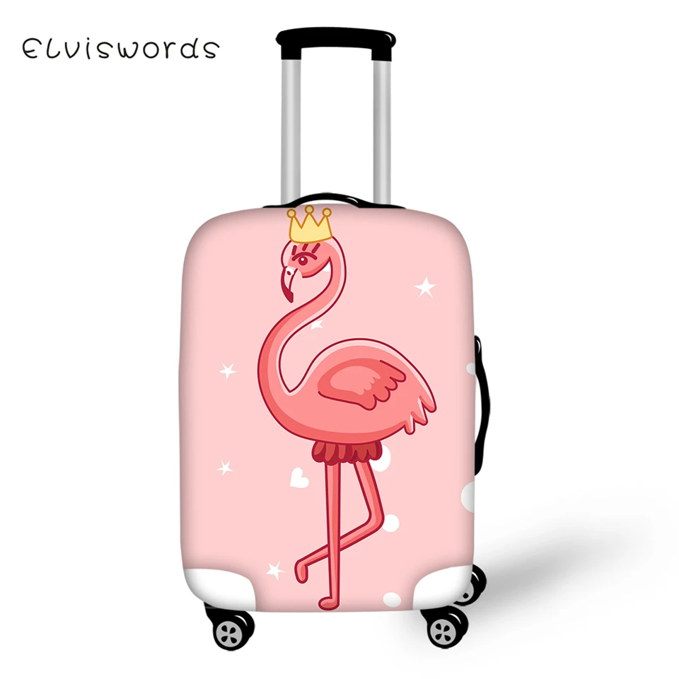 

ELVISWORDS Water-proof Suitcase Cover Cartoon Flamingos Animal Prints Pattern Luggage Cover Elastic Dust-proof Luggage Protector