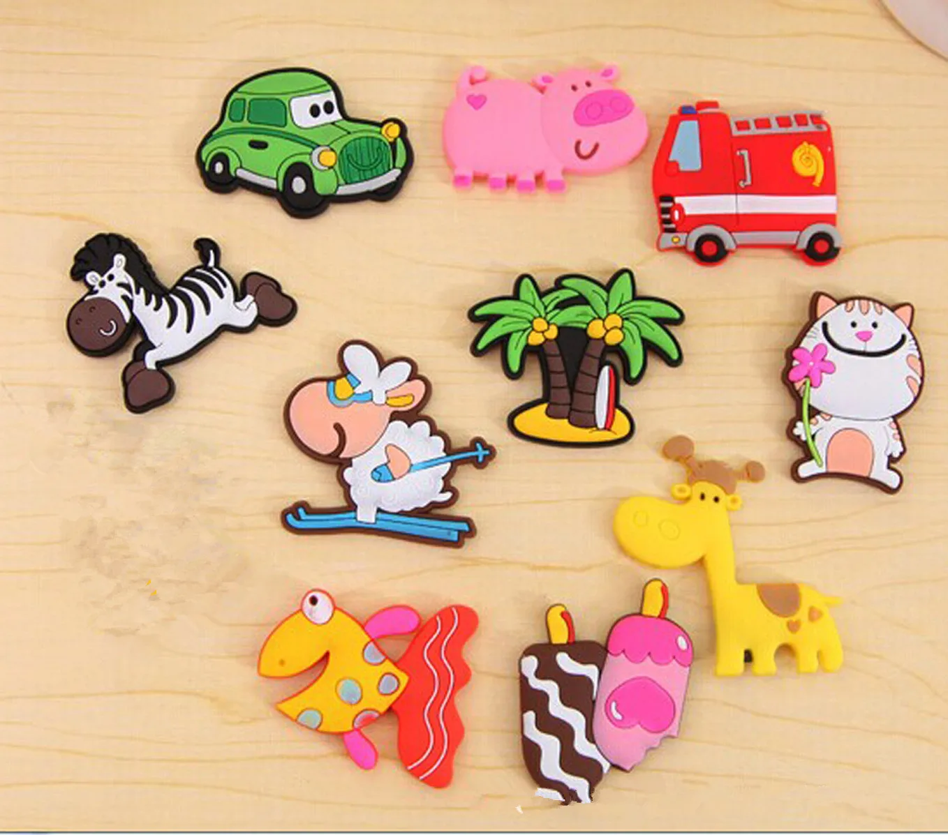 10Pcs silicone Cartoon Animal fridge whiteboard sticker
