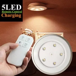 White 5 LED Night Light Lamp Stick-on Cabinet Closet Wardrobe Wireless Remote Control
