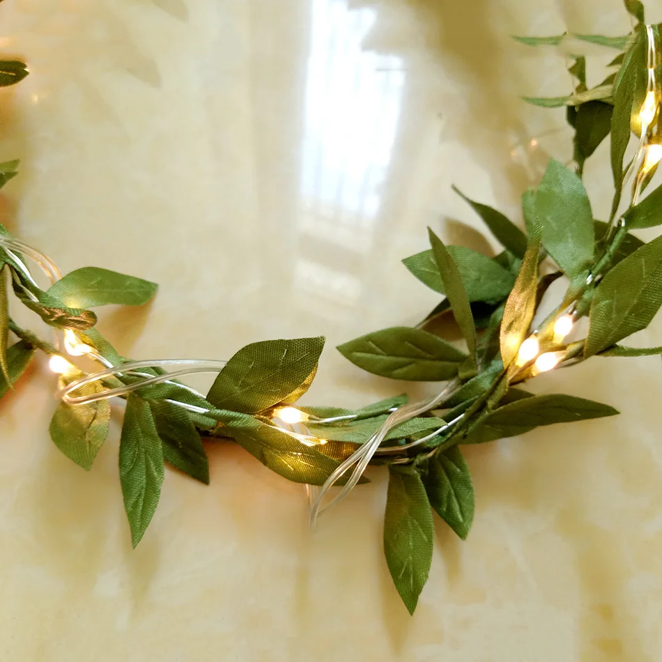 Unique handmade LED String Lights with green leaf, AA Battery holiday lighting, Vase flower arrangement,DIY wedding decoration Unique handmade LED String Lights with green leaf, AA Battery holiday lighting, Vase flower arrangement,DIY wedding decoration