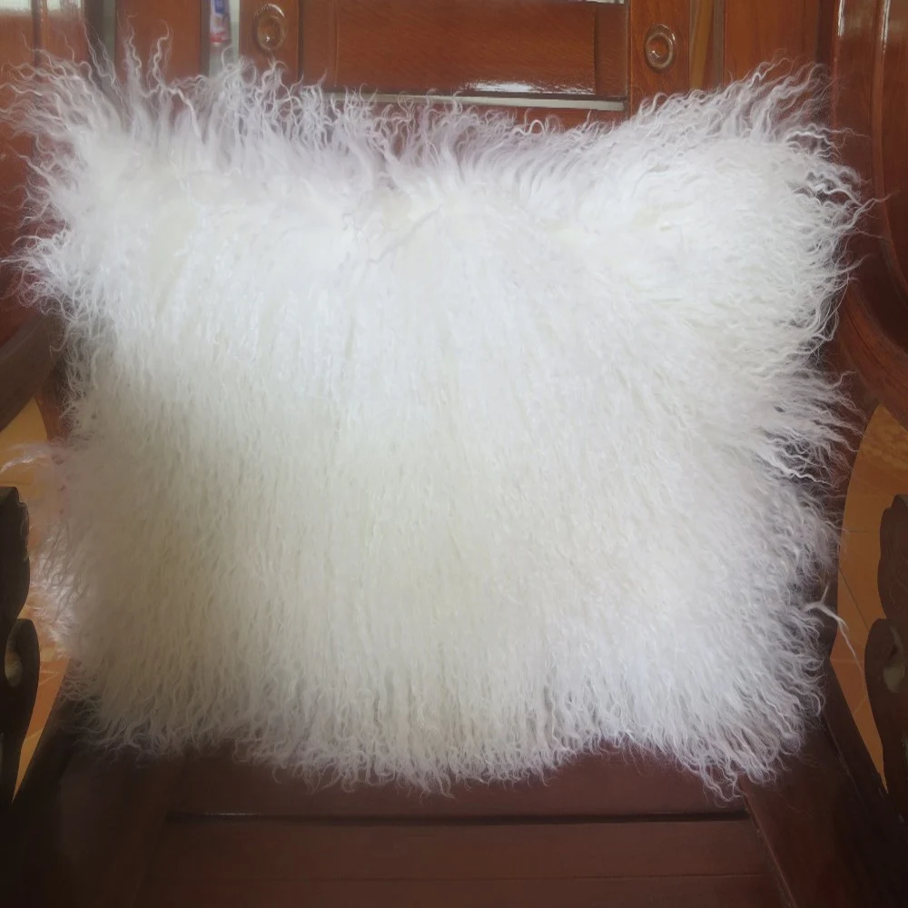 

2016 White Double sides Mongolian Tibetan Lamb Fur Pillow Cover 12"x36" Real Fur Pillowcase Decpratove Thropw Pillows Hot Sale