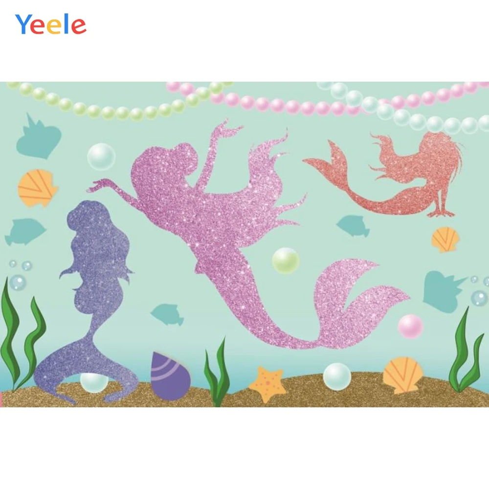 

Yeele Mermaid Backdrops Seabed Sea Birthday Party Decoration Photography Backgrounds Photographic Customized For Photo Studio