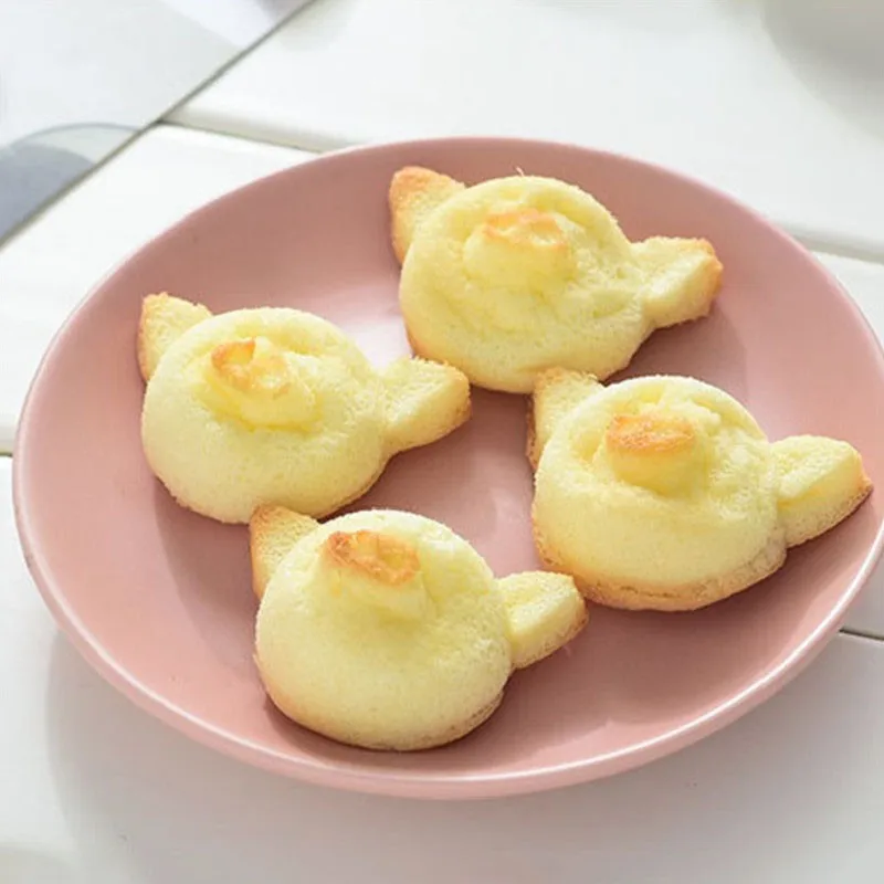 Baking DIY Non-Stick Silicone Cake Mold 4 Holes Cute Pig 3D Shape Jelly Muffin Mousse Waffle Ice-creams Chocolate Pastry Tool