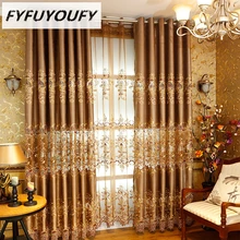 High precision Embroidery European Kitchen Curtain Cloth Tulle Luxury Villa Curtains for Living Room High End