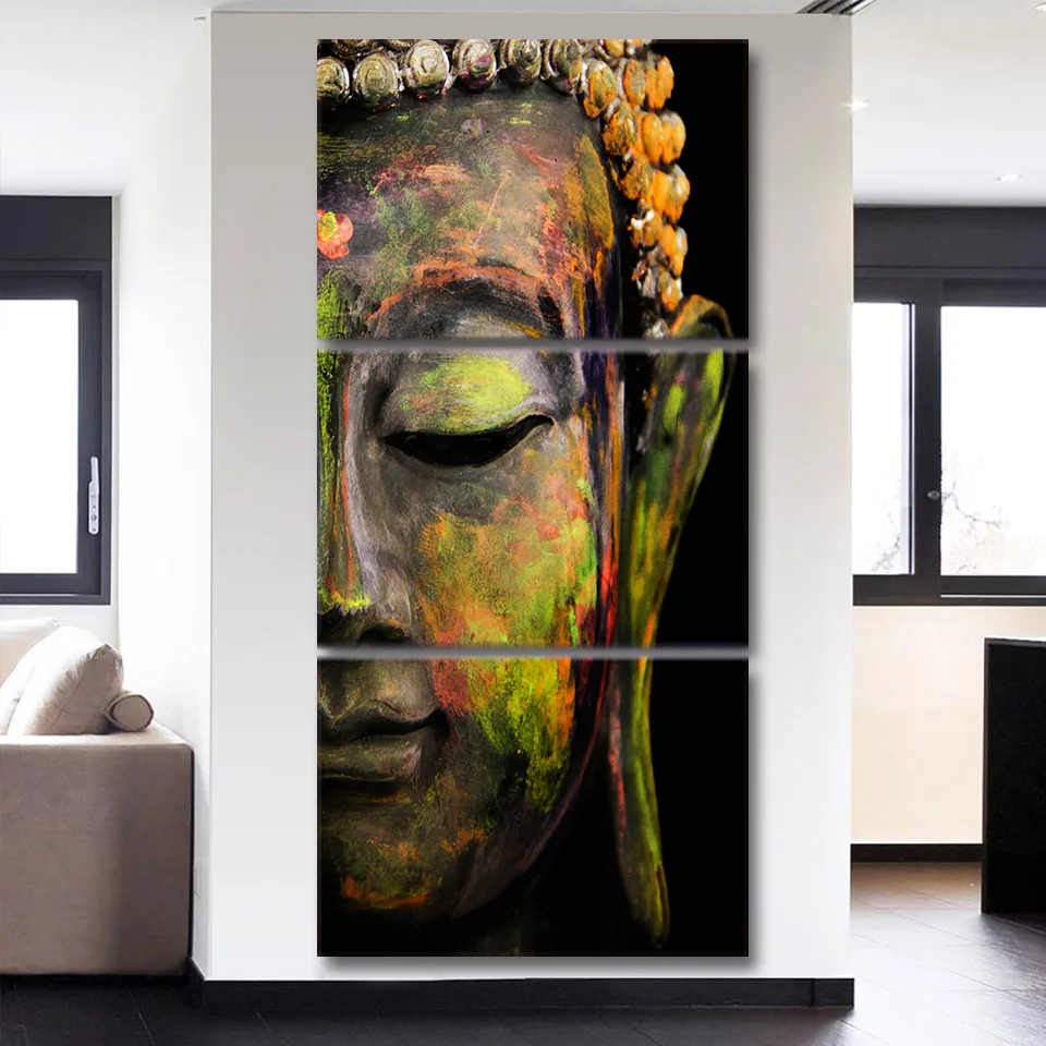 

Canvas Home Wall Art Decor Framework HD Prints Living Room Poster 3 Pieces Buddha Meditation Paintings Buddha Statue Pictures