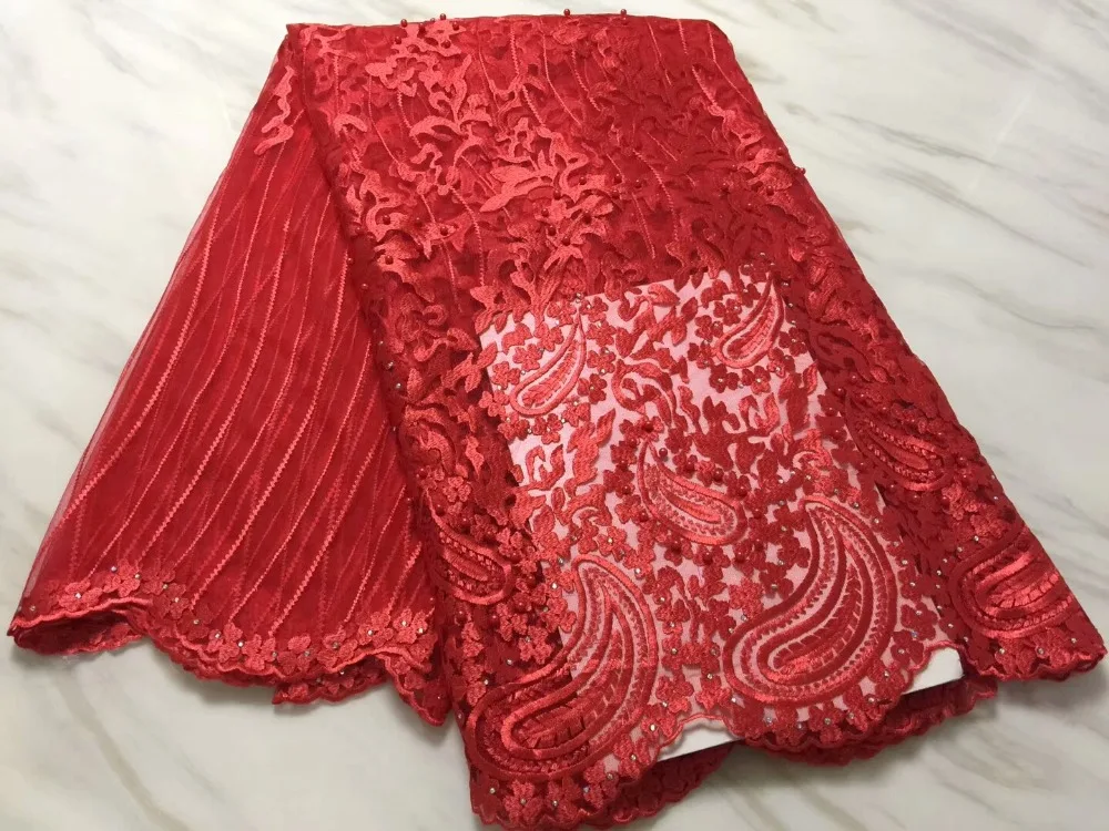 

newcoming french lace fabric good quality african net tulle lace fabric with beads in fashion design for wedding f16oc181