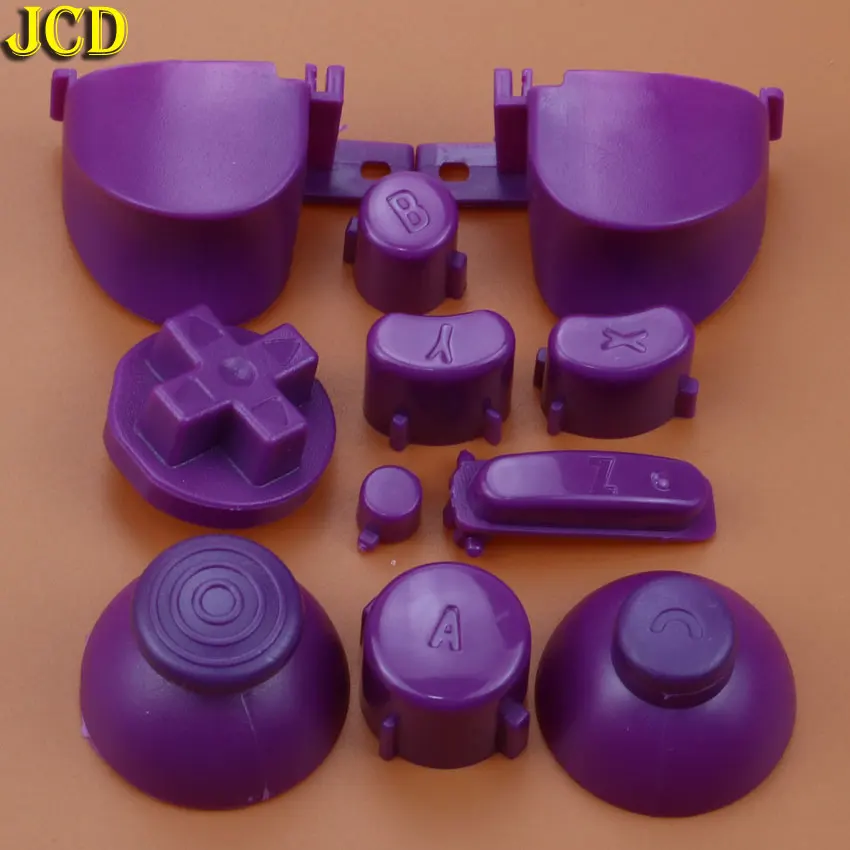 JCD полный набор L R ABXY Z кнопочные кнопки с 3D джойстиками колпачки для GameCube для NGC D колодки кнопки включения выключения - Цвет: purple