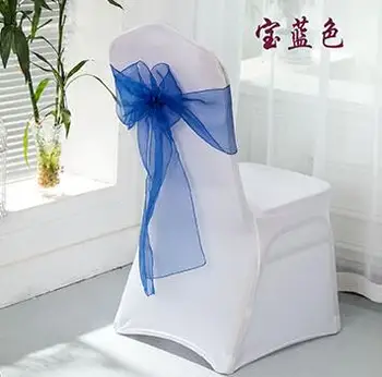 

Hot Sale Free Shipping Royal Blue Organza Chair Sash 100 PCS/Pack Colorful Chair Sash for Wedding Party Decoration