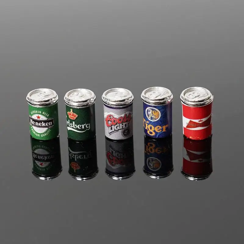 Dongzhur 1:12 Miniature Dollhouse Furniture 5* Drink Cans Decorations DIY Doll House Kitchen Accessories Cute Mini Cans Dropship