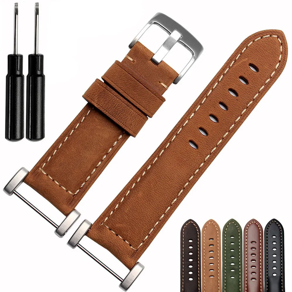 Luxury Watchband leather Watch Band Strap 3 Ring Lugs Adapters For