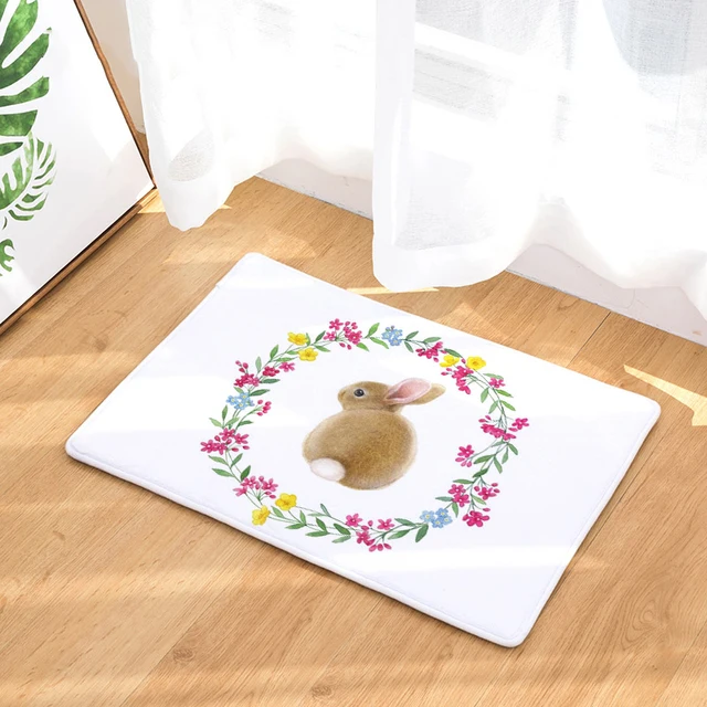 Comwarm 40*60cm Cartoon Animal Rabbits Door Mats Christmas Anti Slip
