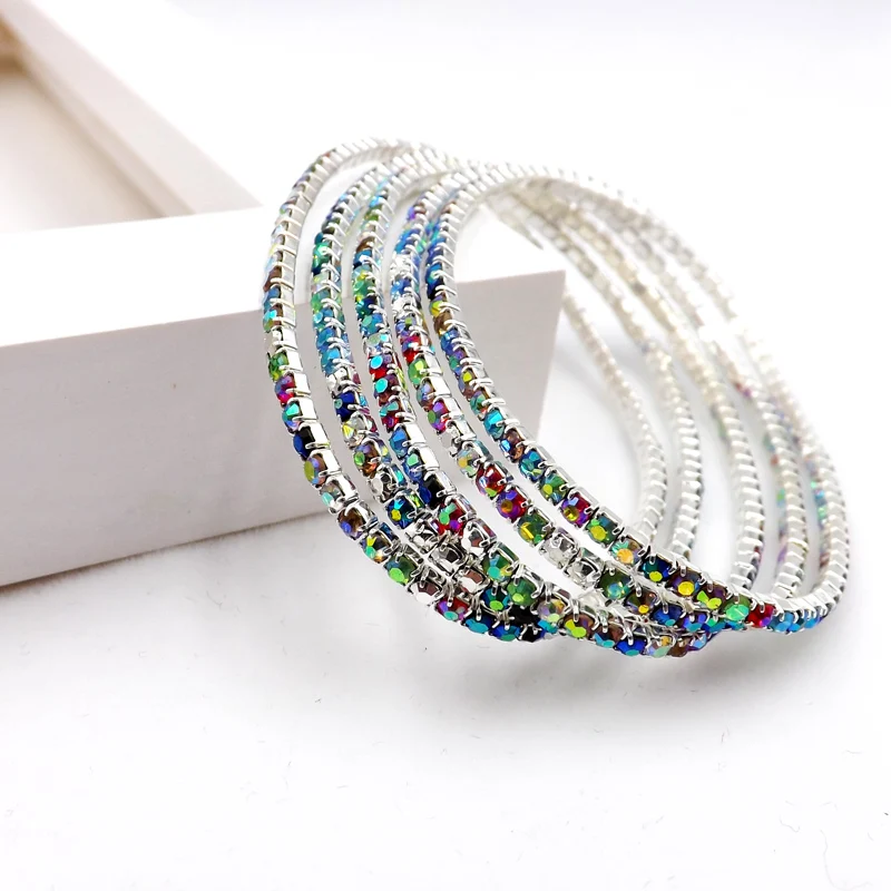 Qiaohe Luxury Rhinestone Stretch Bracelets Stylish Multilayer Elastic