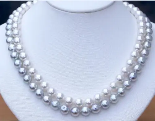 

ddh001744 SOUTH SEA 9-10MM WHITE GREY MULTICOLOR PEARL NECKLACE