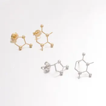 

30Pair- Tiny Chemical Molecule Dopamine Stud Earring Unbalance Caffeine Element Structure Stud Earrings