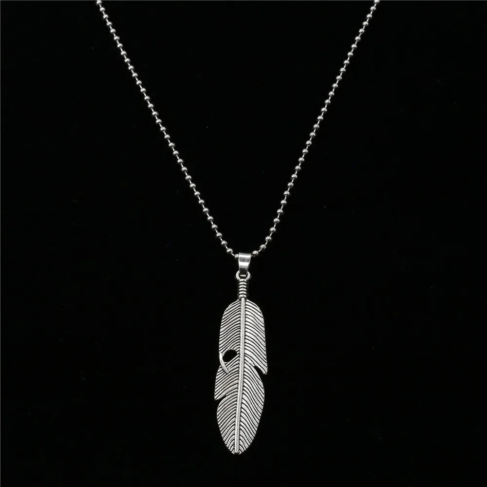 New Male Punk Long Custom Sweater Chain Choker Necklace Music Note Angel Wing Feather Pendant Necklace Men Women Jewelry