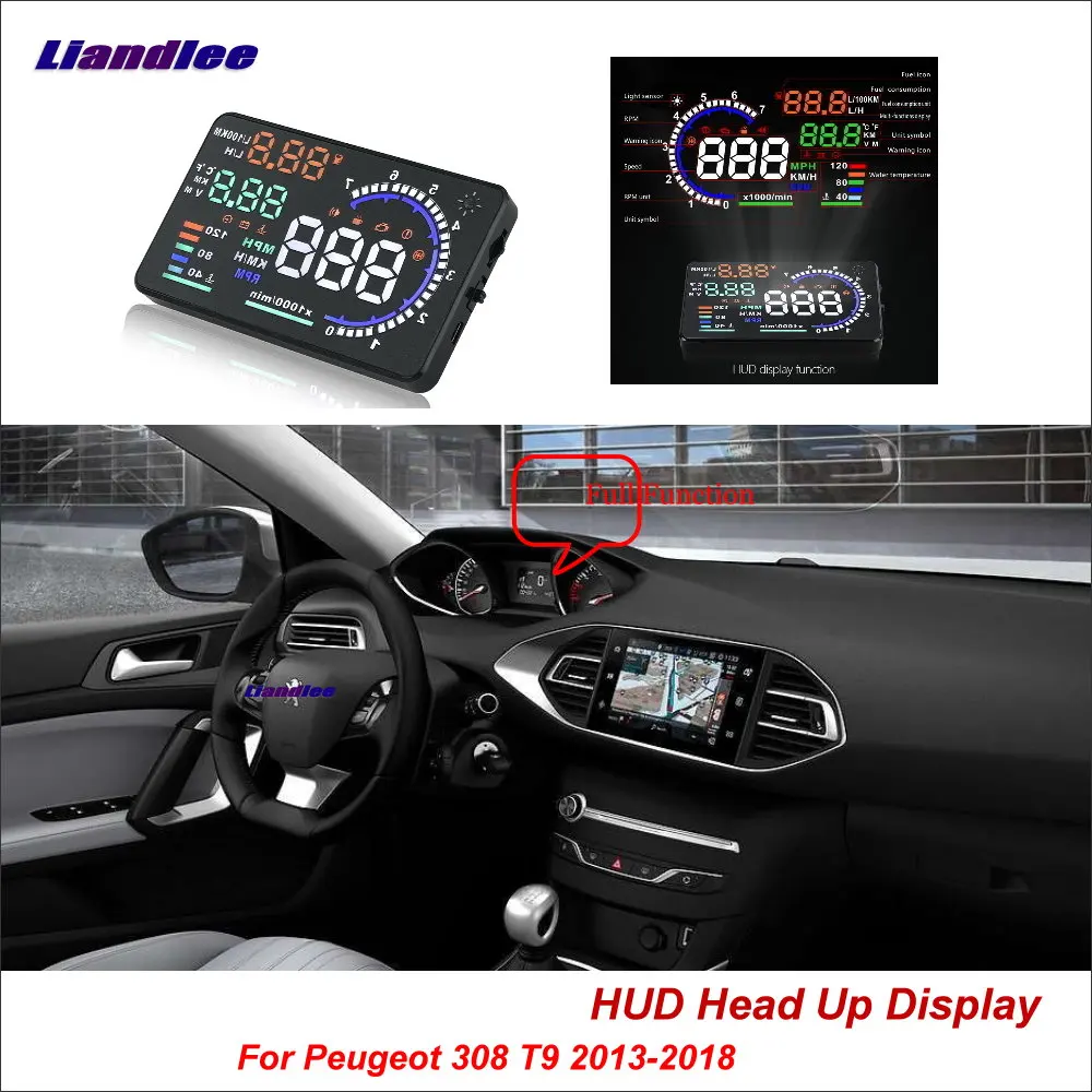 Liandlee Автомобильный дисплей HUD для peugeot 307 308 T9 2013- безопасный экран вождения OBD II проекционный Спидометр лобовое стекло