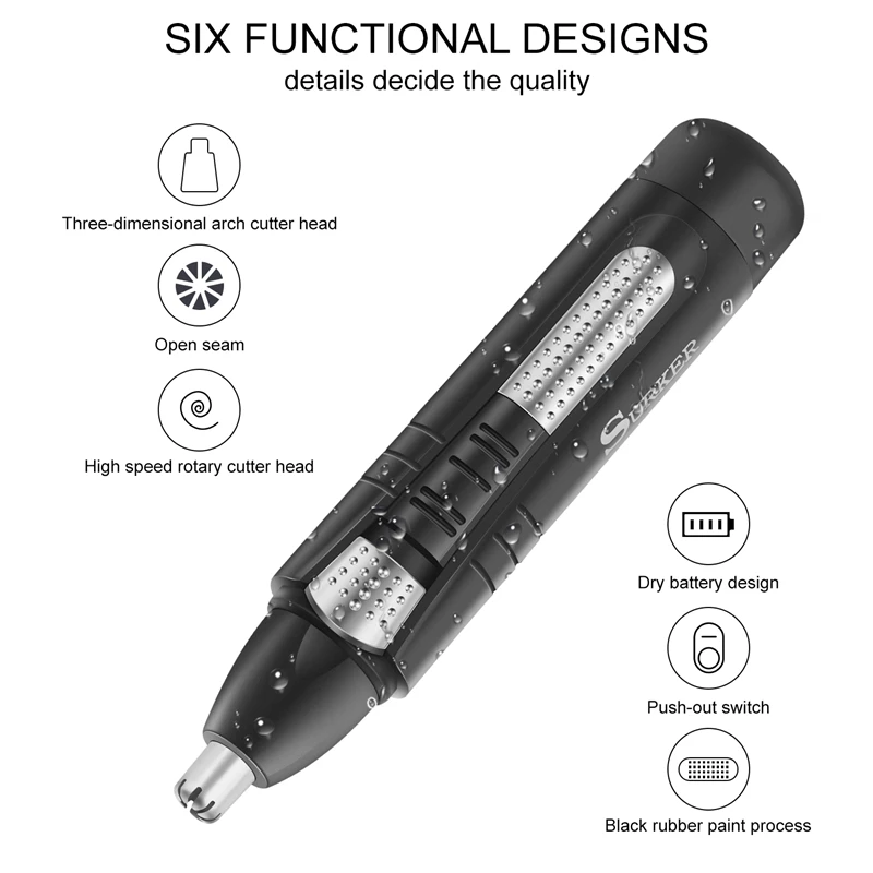 Surker триммер для волос в носу мужской электробритва для удаления волос в носу удаляет аккумулятор мужской триммер для носа cortapelos nariz y oido очищение носа
