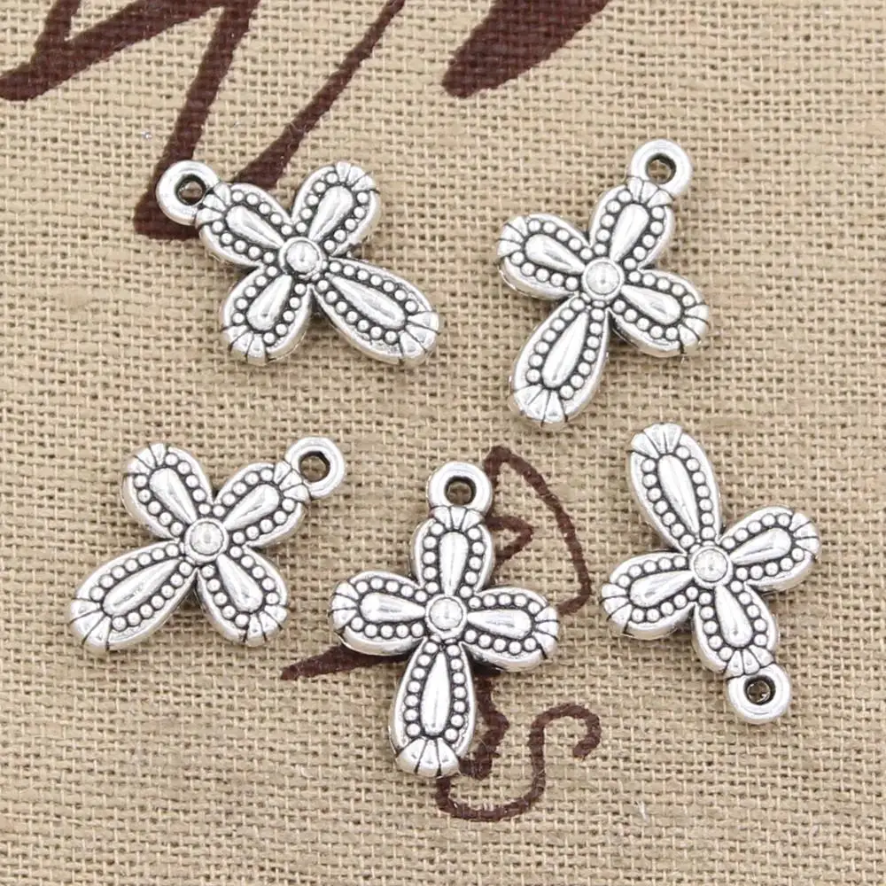 

8pcs Charms cross flower 18x13mm Antique Tibetan Silver Pendant Findings Accessories DIY Vintage Choker Necklace