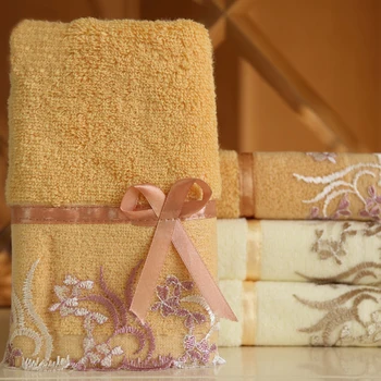 

2020 High Quality Cotton Absorbent Bath Towel Classic Lace Embroidery Design Face Towel Soft Washcloth