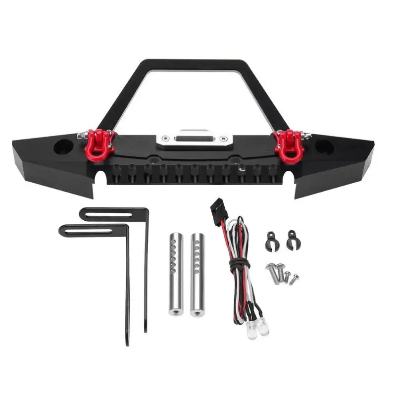 

Front Bumper Simulation Climbing Vehicle Car RC Rock Crawler Front Bumper with 2 LED Lights for Axial SCX10 Accessories&props