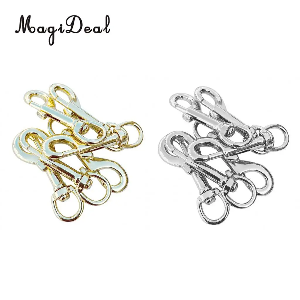 6 Pack 78mm Heavy Duty Zinc Alloy Bolt Snap Hook Swivel Trigger Hook for Dog Lead Leather Craft Outdoor Activities- Gold/Silver