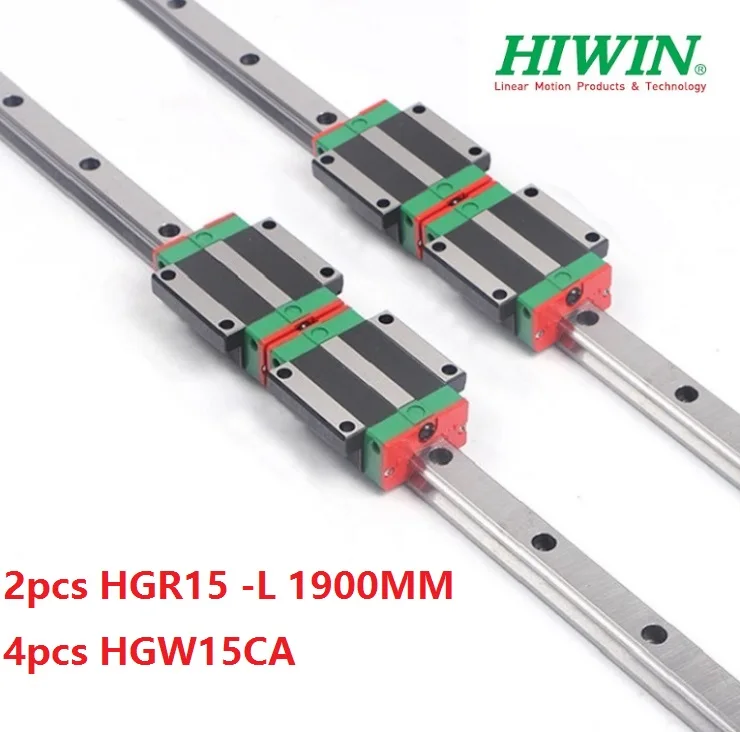 2 шт. 100% Оригинал Hiwin Линейная направляющая HGR15-L 1900 мм + 4 HGW15CA (HGW15CC) Линейный Фланец