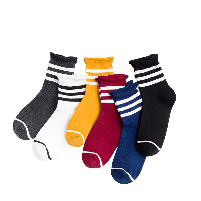 

Japanese Vintage Cotton Socks Bright Candy Color Female Retro Wild Casual Ladies Sock College Stripes Girls Socks Spring Autumn