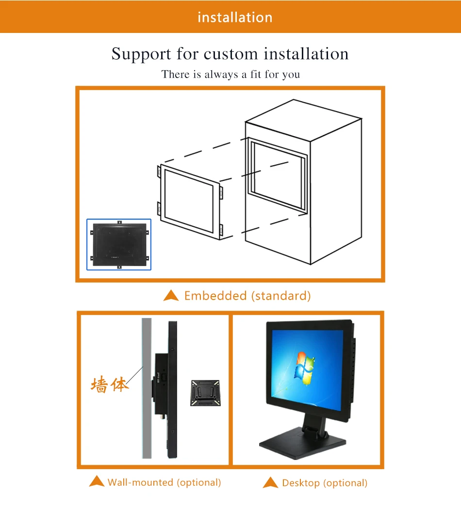 10.1/10 "промышленный Управление Мониторы ing машины resistivetouch Экран VGA/dvi/USB интерфейс Металл В виде ракушки встроенный ЖК Мониторы