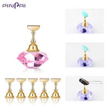 

5 Pcs/Set Magnetic Nail Holder Practice Training Display Stand Acrylic Crystal Base Holders False Nail Tip Salon Manicure Tools