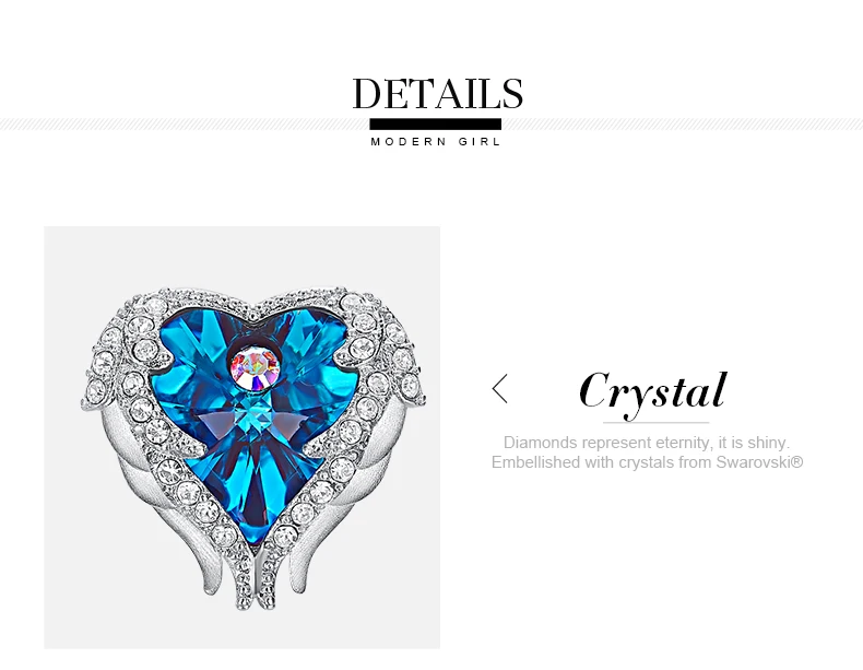 Cdestyle, медные серьги с крыльями ангела, сердце, Красный Кристалл от Swarovski, серьги-гвоздики для рождественского подарка, женские модные ювелирные изделия