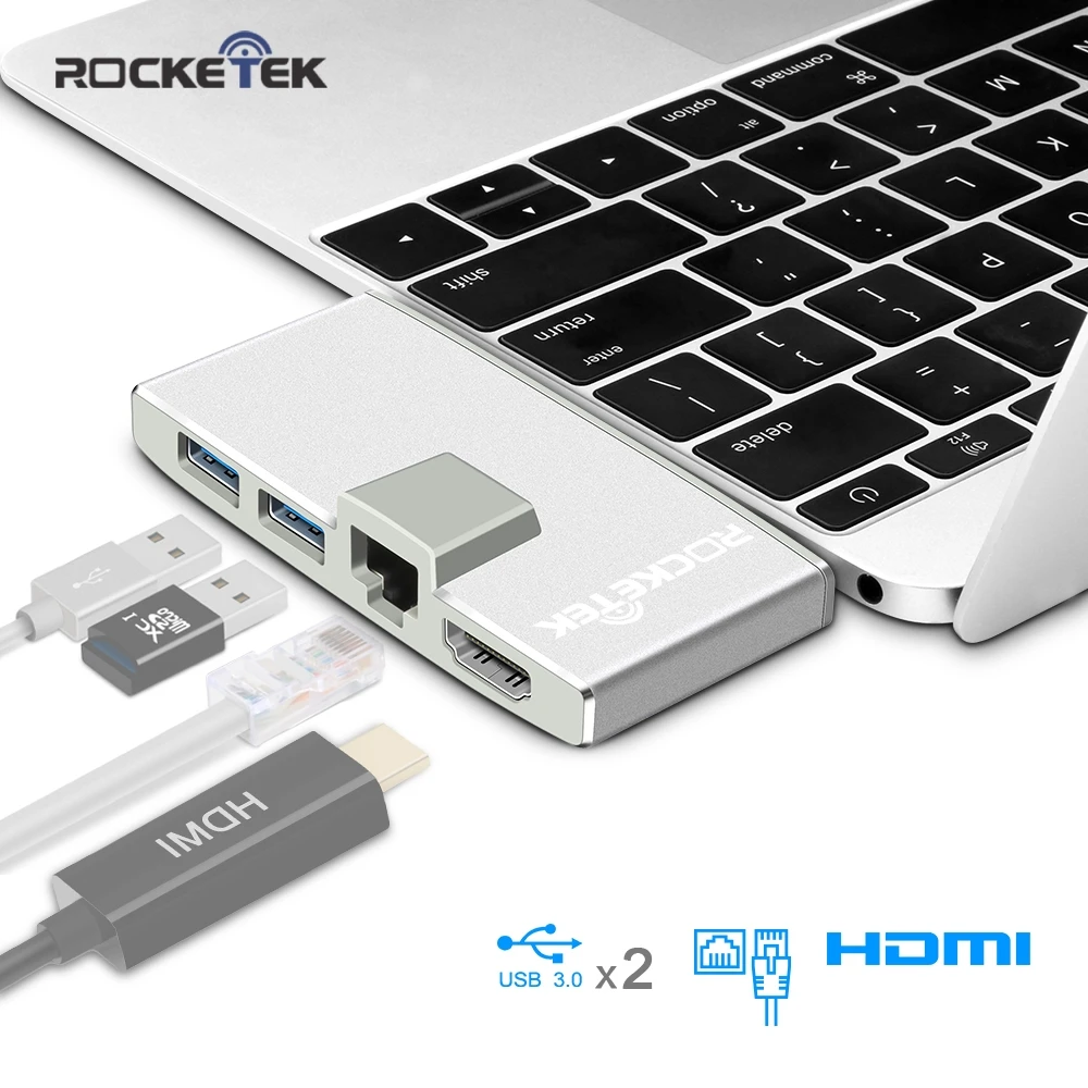 

Rocketek usb 3.0 hub card reader 4K HDMI 1000Mbps Gigabit Ethernet adapter for MacBook pro pc computer laptop accessories